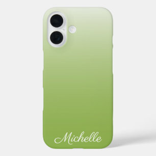パーソナライズされたオンブレ・グラデーションのグリーン・グリーン iPhone 16ケース