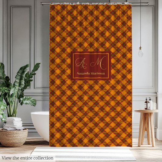 パーソナライズされたオータムカーテン トレンディなタータンスタイル シャワーカーテン