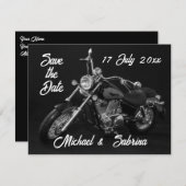 パーソナライズされたオートバイ日付の保存 案内状 (正面/裏面)