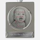 パーソナライズされたオーナメントの写真はこちらキープサケ シルバープレートバナーオーナメント (正面)