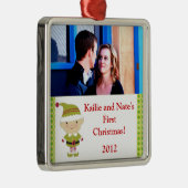 パーソナライズされたオーナメントカスタムウィンター小妖精や小人イングリーン メタルオーナメント (右)