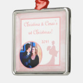 パーソナライズされたオーナメントカスタムオリエンタルガーデンピンク メタルオーナメント (左)