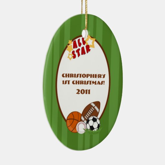 パーソナライズされたオーナメントカスタムオールスターグリーン セラミックオーナメント (右)