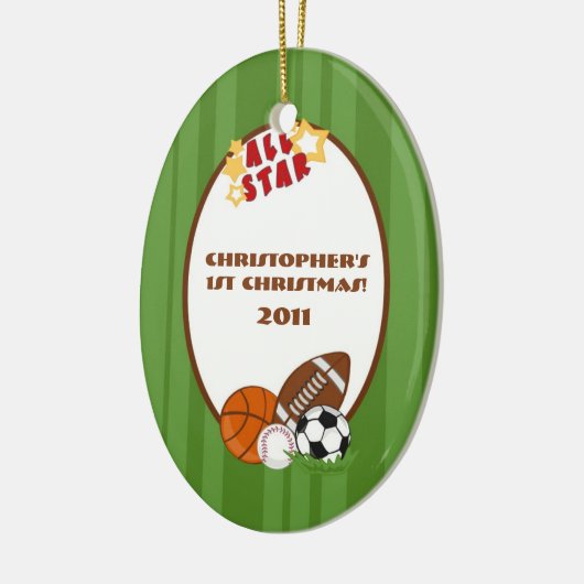 パーソナライズされたオーナメントカスタムオールスターグリーン セラミックオーナメント (左)