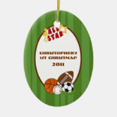 パーソナライズされたオーナメントカスタムオールスターグリーン セラミックオーナメント (正面)