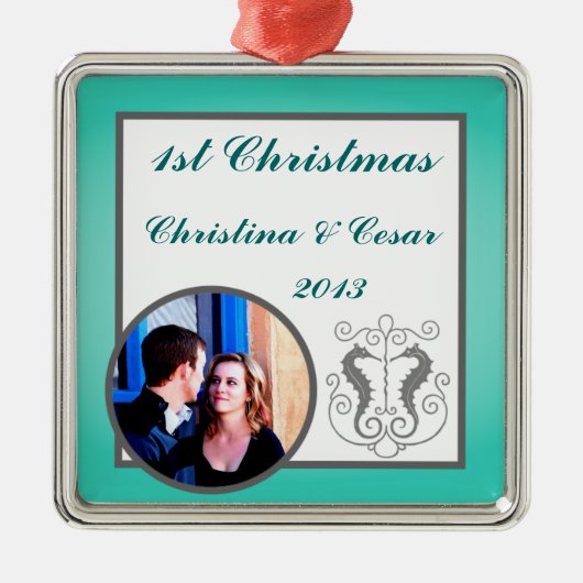 パーソナライズされたオーナメントカスタムシーホースいかりトゥルク メタルオーナメント (正面)