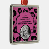 パーソナライズされたオーナメントカスタムピンクブラックレオパード メタルオーナメント (右)