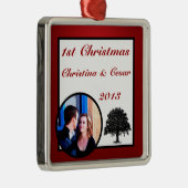 パーソナライズされたオーナメントカスタムホワイトツリーレッドブラック メタルオーナメント (右)