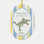 パーソナライズされたオーナメントカスタムリープフロッグタートルビー セラミックオーナメント (正面)