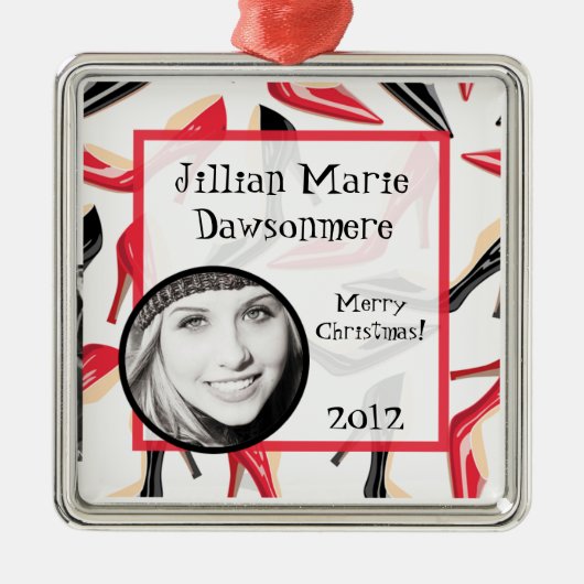 パーソナライズされたオーナメントカスタム女性靴ハイヒール メタルオーナメント (正面)