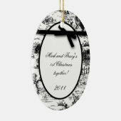 パーソナライズされたオーナメントカスタム白黒トイル セラミックオーナメント (右)