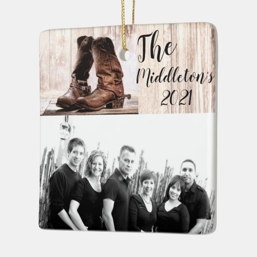 パーソナライズされたオーナメントブーツ田舎風 セラミックオーナメント (左)