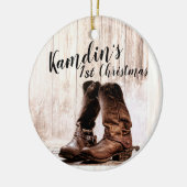 パーソナライズされたオーナメントブーツ田舎風 セラミックオーナメント (左)