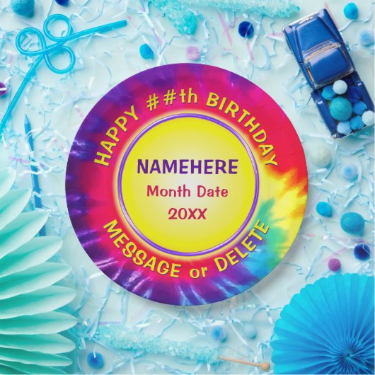 パーソナライズされたカすごいワイトな絞り染め紙プレート ペーパープレート (パーティー)