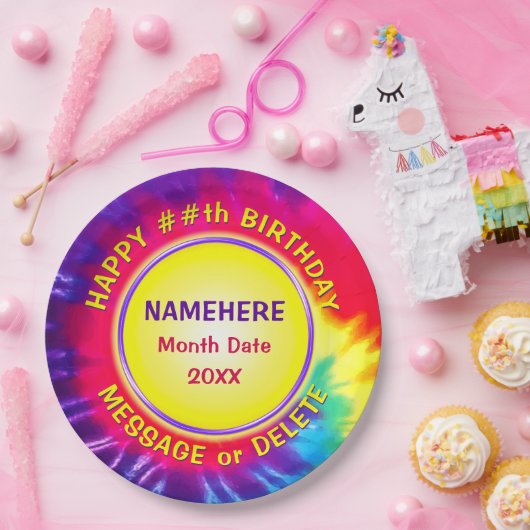 パーソナライズされたカすごいワイトな絞り染め紙プレート ペーパープレート (パーティー)