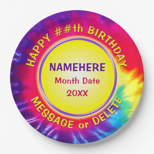 パーソナライズされたカすごいワイトな絞り染め紙プレート ペーパープレート (正面)