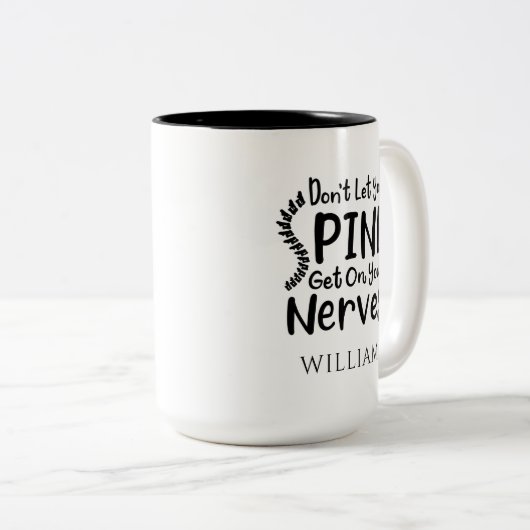 パーソナライズされたカイロプラクターが背骨を許さない ツートーンマグカップ (正面右)