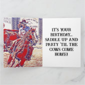 パーソナライズされたカウガール バレル レーサー 赤 白 青 カード (内部)