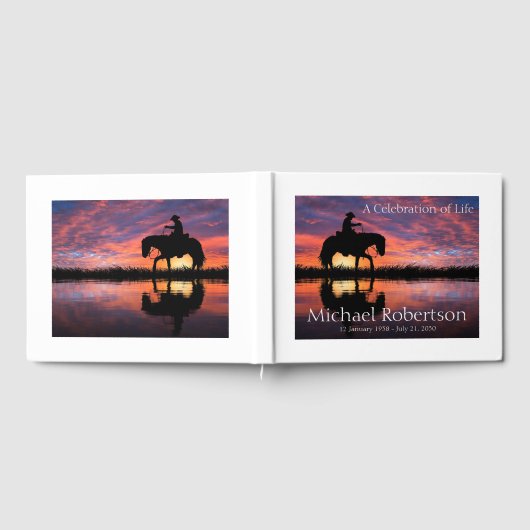 パーソナライズされたカウボーイオンホースお祝いオブ・ライフ ゲストブック (全面)