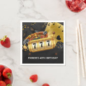 パーソナライズされたカジノナイトパーティーブラック金ゴールド スタンダードカクテルナプキン (インサイチュ)