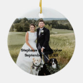 パーソナライズされたカスタマイズ結婚の写真 セラミックオーナメント (裏面)