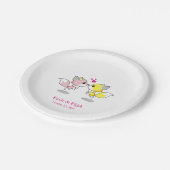 パーソナライズされたカスタムかわいいキツネハートラブディナープラ ペーパープレート (アングル)