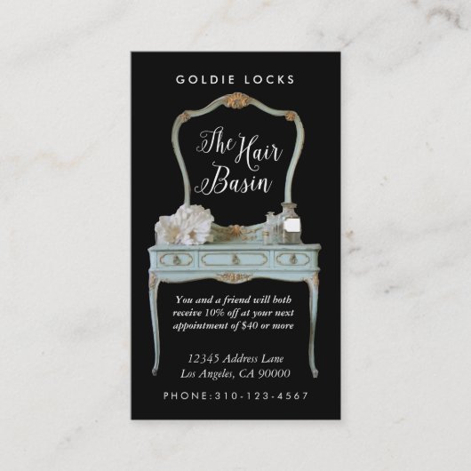 パーソナライズされたカスタムアンティークサロンカード 紹介カード (正面)