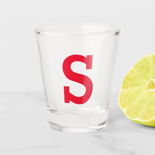 パーソナライズされたカスタムイニシャル文字（赤） ショットグラス (正面)