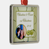 パーソナライズされたカスタムオーナメントグリーンアップル渦巻きFr メタルオーナメント (右)