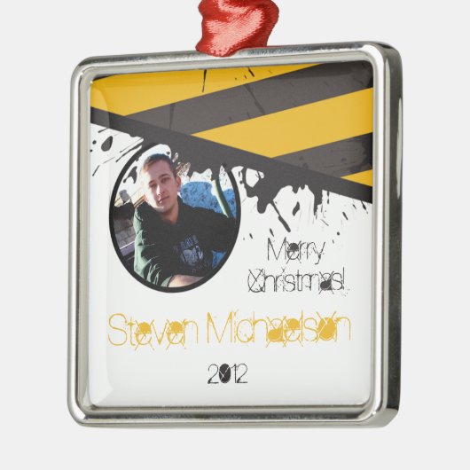 パーソナライズされたカスタムオーナメントバイオハザードの注意 メタルオーナメント (左)