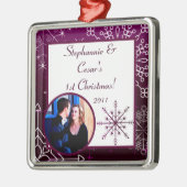 パーソナライズされたカスタムオーナメントパープルスター/スノーフレーク メタルオーナメント (左)