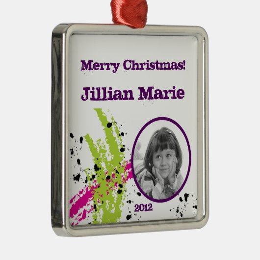パーソナライズされたカスタムオーナメントピンクライムグリーン絵を描 メタルオーナメント (右)