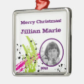 パーソナライズされたカスタムオーナメントピンクライムグリーン絵を描 メタルオーナメント (左)