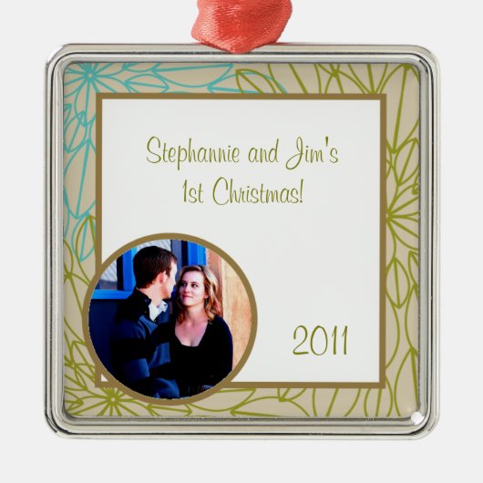 パーソナライズされたカスタムオーナメントフローラバースト メタルオーナメント (正面)