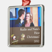 パーソナライズされたカスタムオーナメントペンギン/トナカイC メタルオーナメント (左)