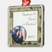 パーソナライズされたカスタムオーナメントホワイトイチョウ葉コン メタルオーナメント (左)