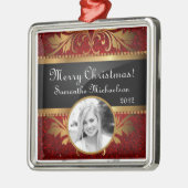 パーソナライズされたカスタムオーナメントレッドグリッターセクイン メタルオーナメント (左)