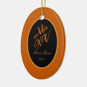 パーソナライズされたカスタムオーナメントMIS XVオレンジ セラミックオーナメント (左)