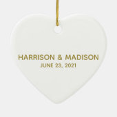 パーソナライズされたカスタムカップル名Date結婚's chic セラミックオーナメント (裏面)