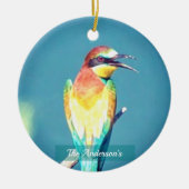 パーソナライズされたカスタムカラフル鳥の写真 セラミックオーナメント (正面)
