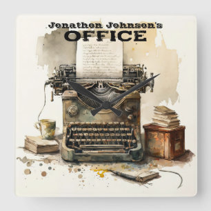 パーソナライズされたカスタムタイプライター壁時計 スクエア壁時計