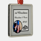 パーソナライズされたカスタムダイヤ結婚のバンド メタルオーナメント (右)