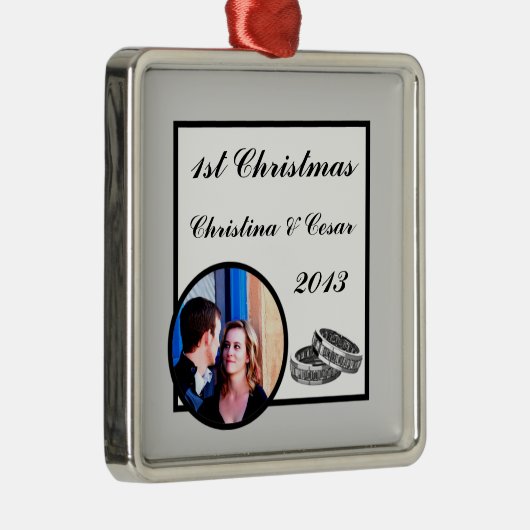 パーソナライズされたカスタムダイヤ結婚のバンド メタルオーナメント (右)