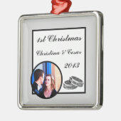 パーソナライズされたカスタムダイヤ結婚のバンド メタルオーナメント (左)