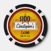 パーソナライズされたカスタムトランプのポーカーチップ、金ゴールド/レッドカジノ ポーカーチップ (裏面)