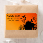 パーソナライズされたカスタムハロウィーンこうもりズウィズウィズハウスホテル ラベル (インサイチュ)