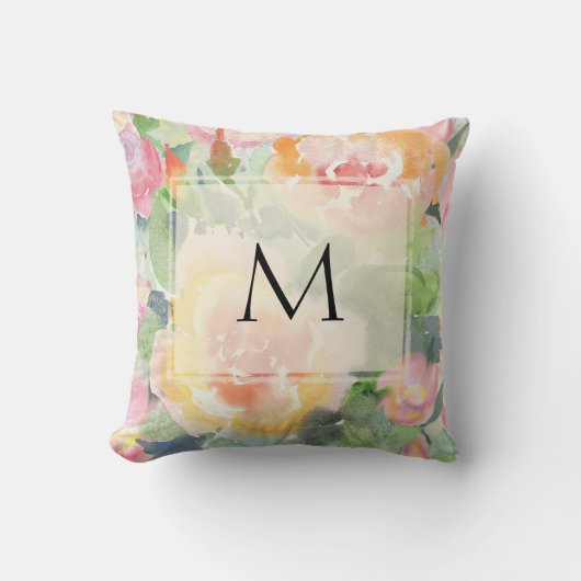 パーソナライズされたカスタムピロー水色ピンクのバラ クッション (正面)