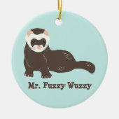 パーソナライズされたカスタムフェレット写真 セラミックオーナメント (正面)