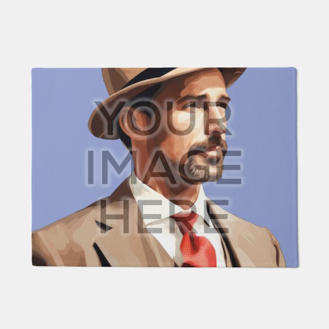 パーソナライズされたカスタムフォトエリアラグ正方形イメージ ドアマット (正面)