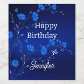 パーソナライズされたカスタムブルーフラワー紙ワインラベル ワインラベル (シングルラベル)